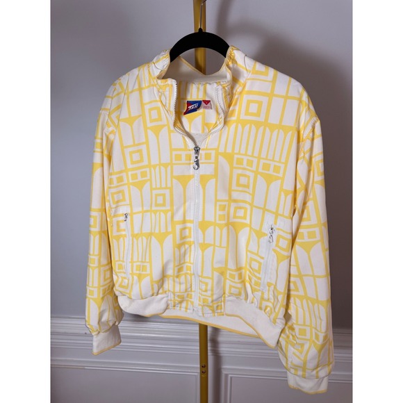 Tail Jackets & Blazers - Tail Vintage Windbreaker Jacket Yellow White Geometric Print Full Zip Womens S